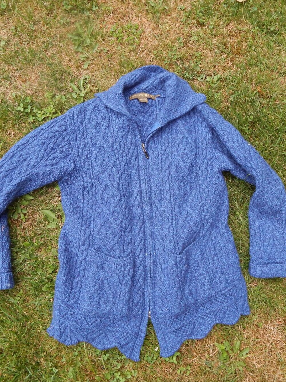 Inis Crafts 100% Merino Wool Cardigan Full Zip Womens Sweater Size Large